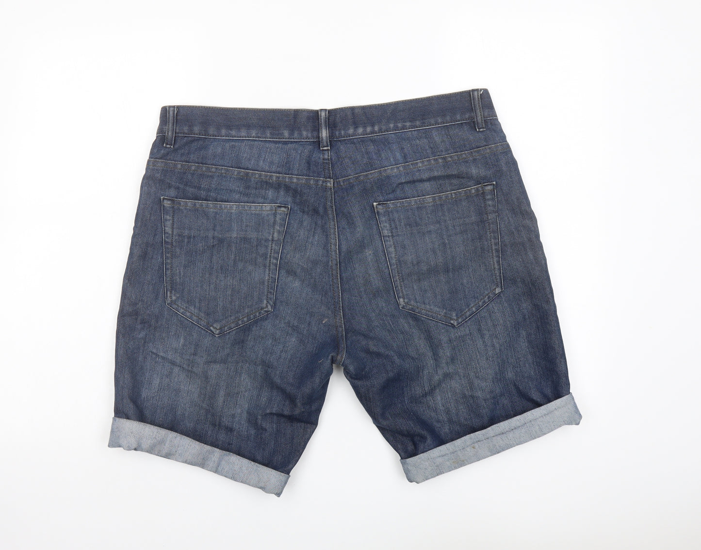 NEXT Mens Blue Cotton Chino Shorts Size 34 in L9 in Regular Button