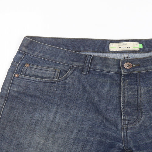 NEXT Mens Blue Cotton Chino Shorts Size 34 in L9 in Regular Button