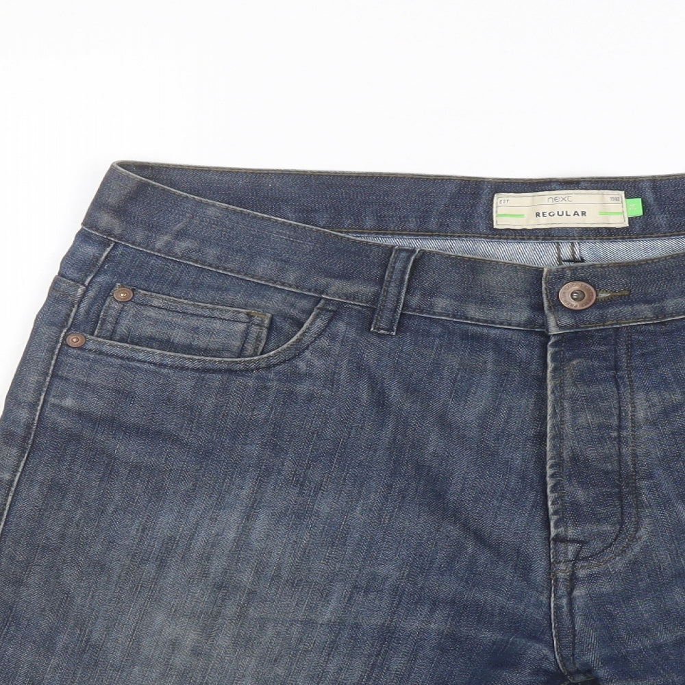 NEXT Mens Blue Cotton Chino Shorts Size 34 in L9 in Regular Button