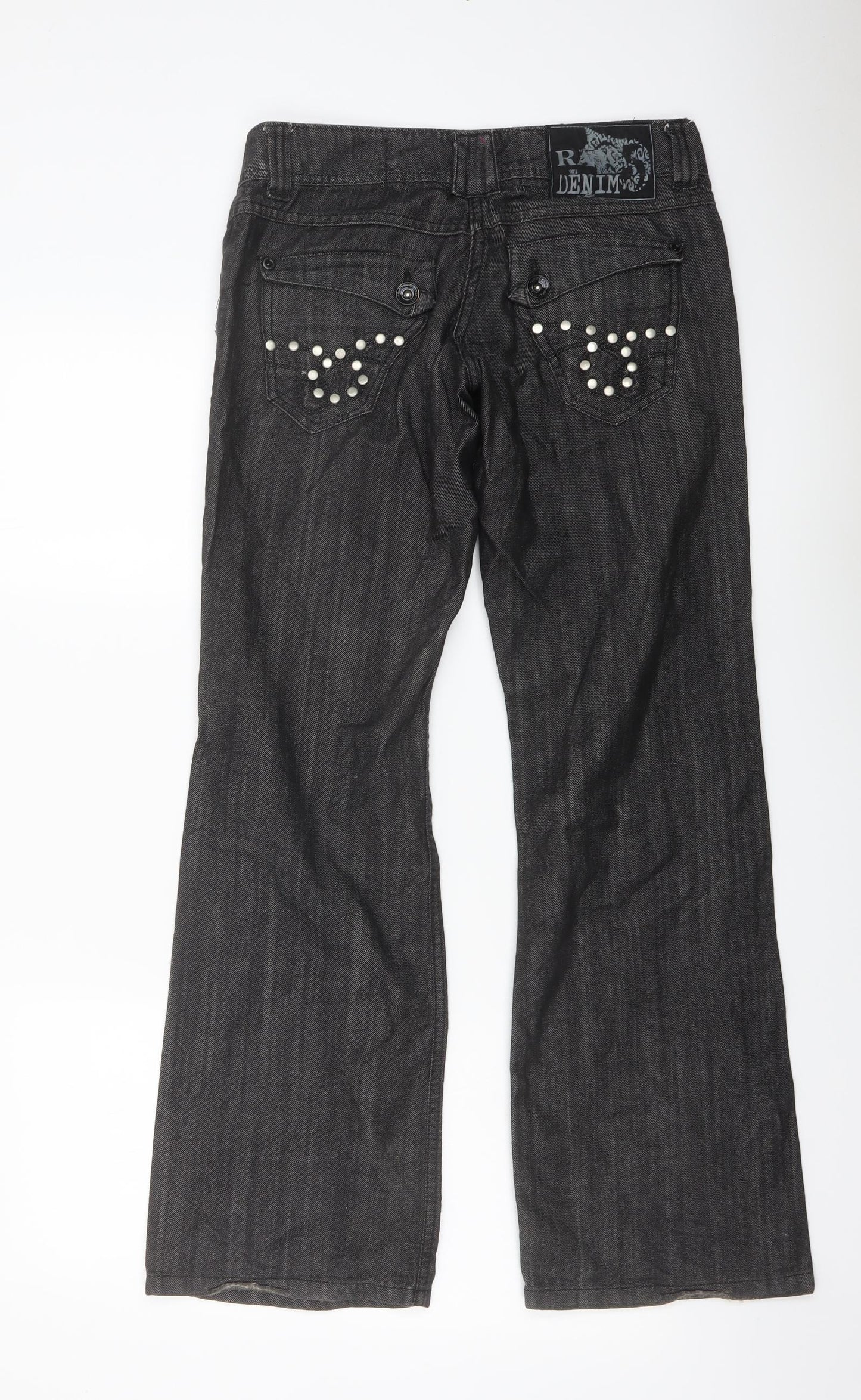 Raw Womens Grey Cotton Bootcut Jeans Size 8 L32 in Regular Button