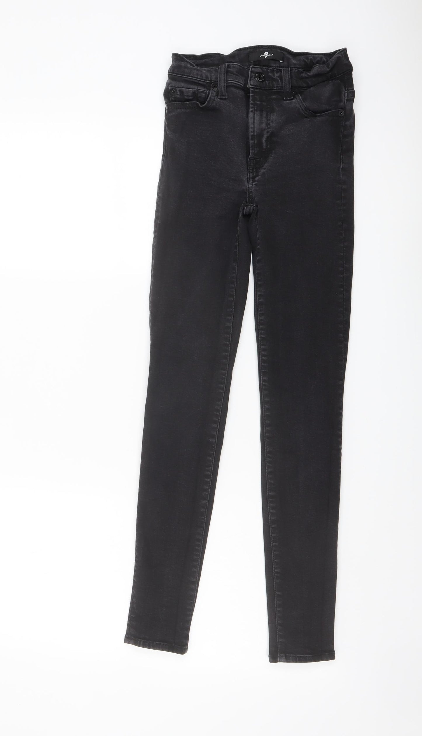 7 For All Mankind Womens Black Cotton Skinny Jeans Size 25 in L25 in Regular Button