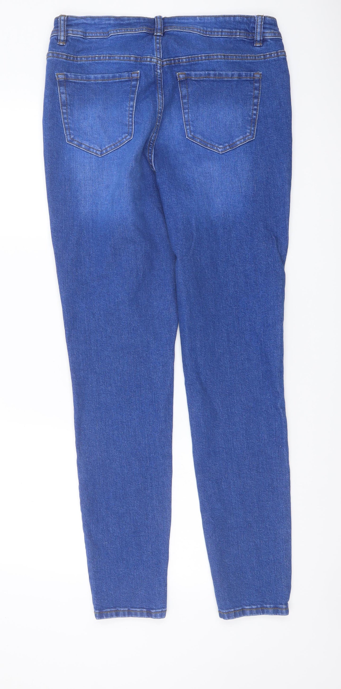 George Womens Blue Cotton Skinny Jeans Size 14 L29 in Regular Button