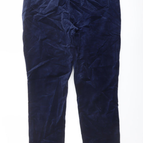Lands' End Womens Blue Cotton Trousers Size 14 L30 in Regular Button