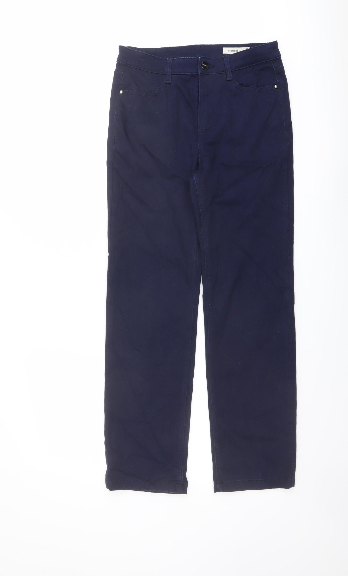 Marks and Spencer Womens Blue Cotton Straight Jeans Size 10 L28 in Regular Button