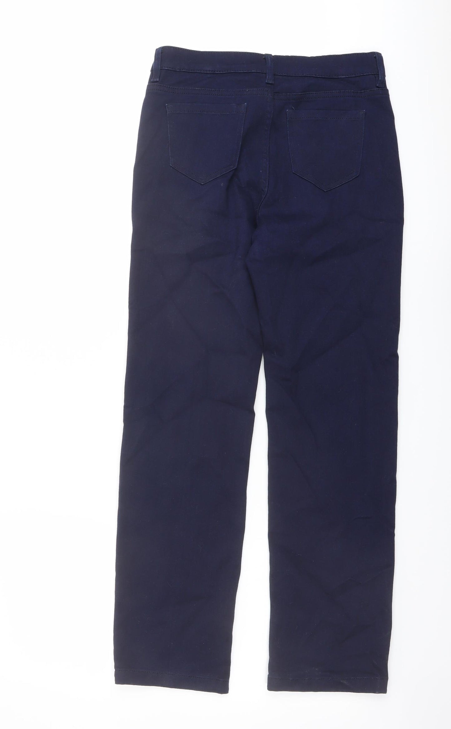 Marks and Spencer Womens Blue Cotton Straight Jeans Size 10 L28 in Regular Button