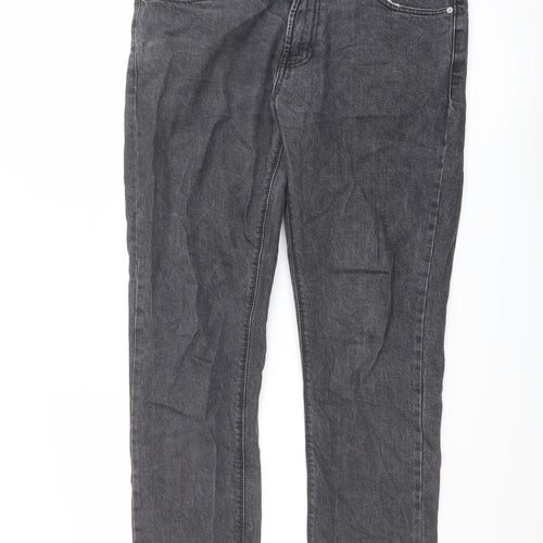 Red Herring Mens Grey Cotton Straight Jeans Size 34 in L31 in Slim Button