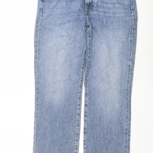 Superdry Womens Blue Cotton Straight Jeans Size 24 in L28 in Regular Button