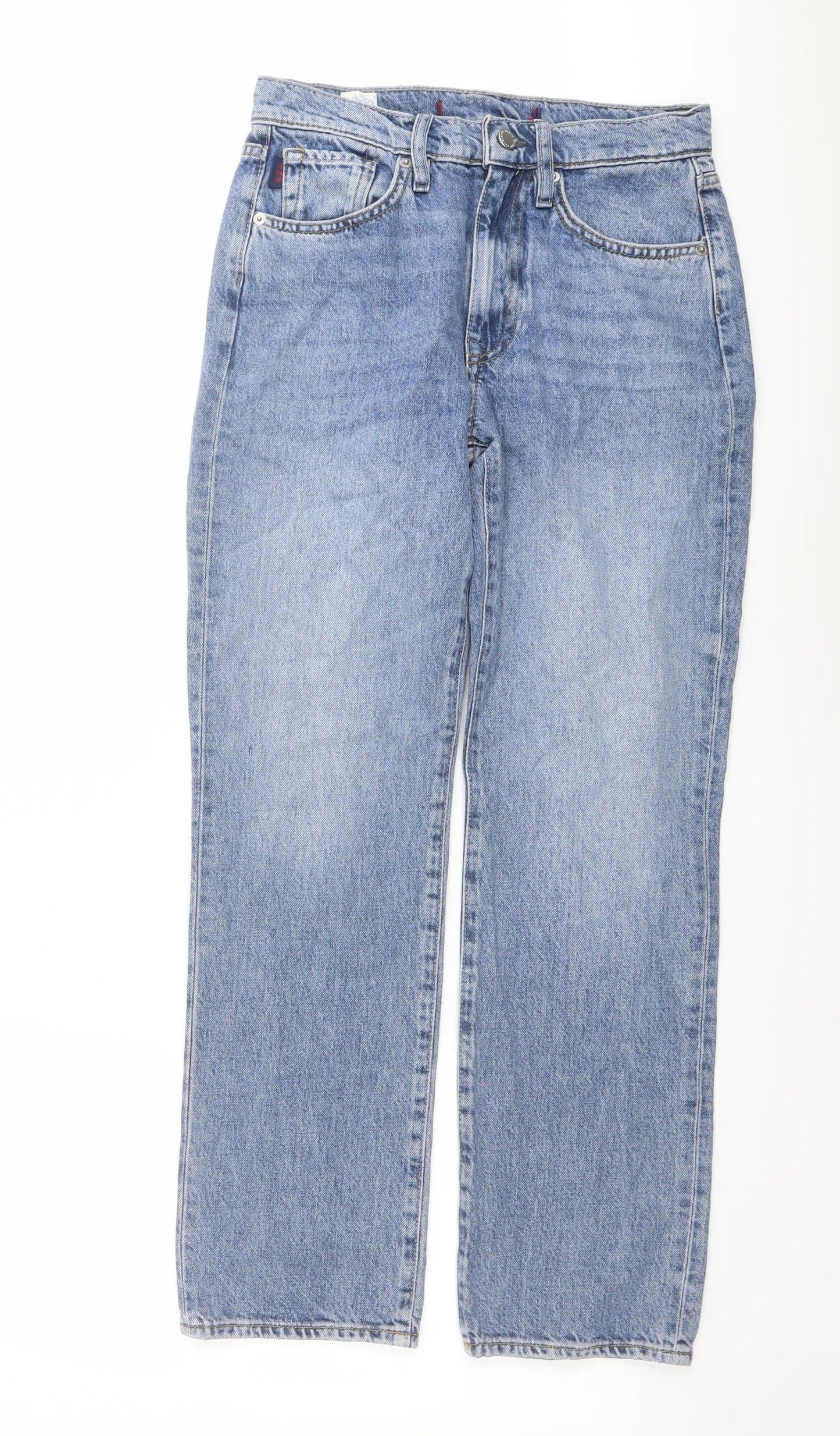 Superdry Womens Blue Cotton Straight Jeans Size 24 in L28 in Regular Button