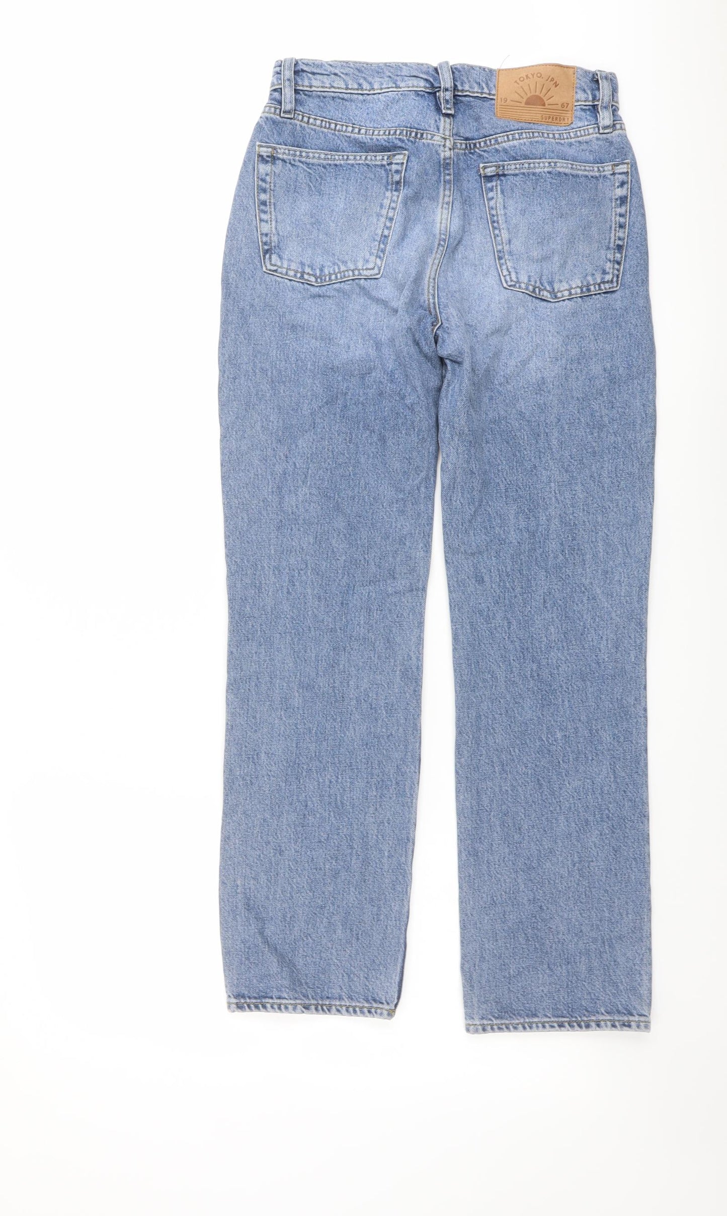 Superdry Womens Blue Cotton Straight Jeans Size 24 in L28 in Regular Button