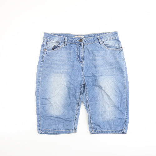Papaya Womens Blue Cotton Skimmer Shorts Size 12 L12 in Regular Button