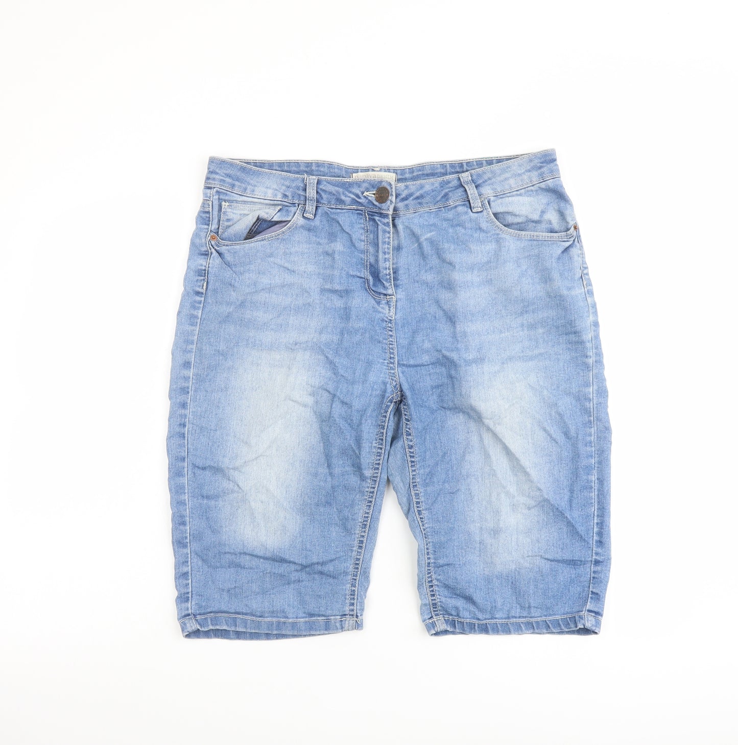 Papaya Womens Blue Cotton Skimmer Shorts Size 12 L12 in Regular Button