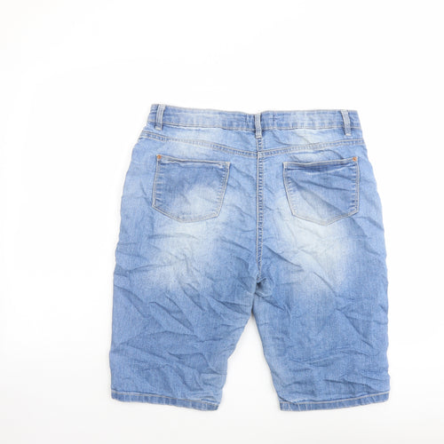 Papaya Womens Blue Cotton Skimmer Shorts Size 12 L12 in Regular Button