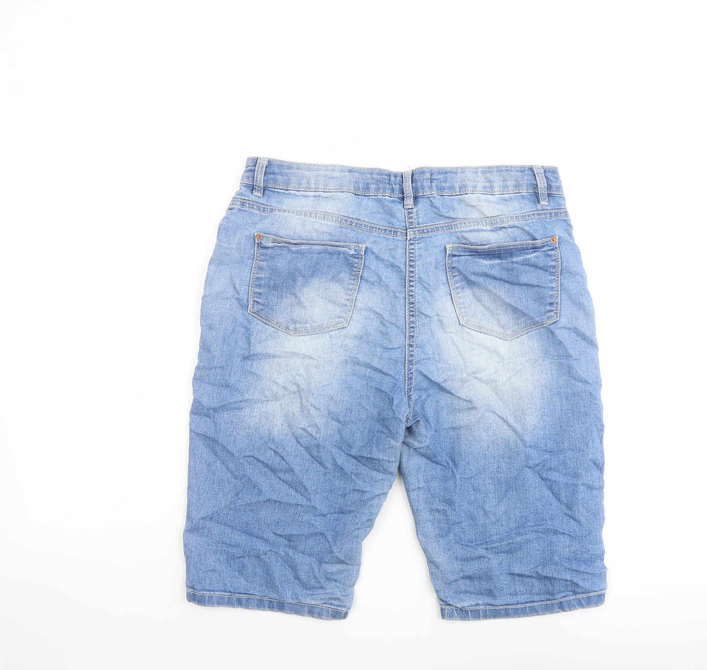 Papaya Womens Blue Cotton Skimmer Shorts Size 12 L12 in Regular Button