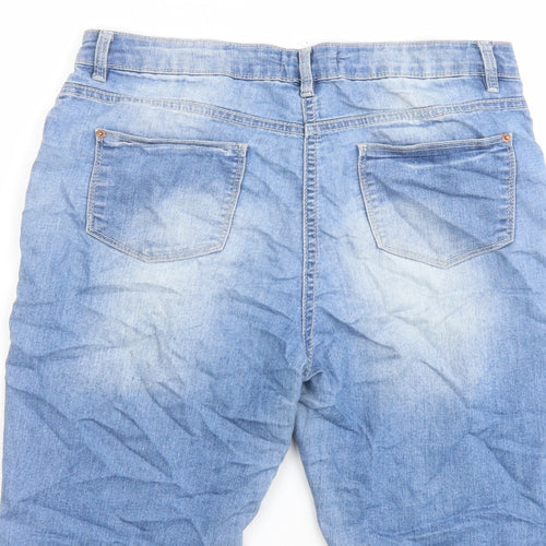 Papaya Womens Blue Cotton Skimmer Shorts Size 12 L12 in Regular Button