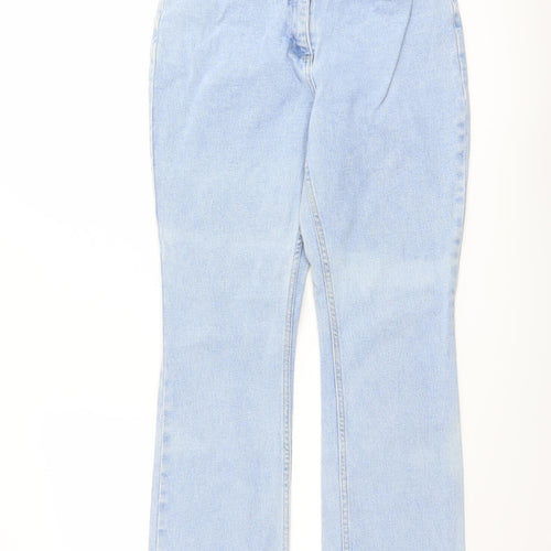 Blue Star Womens Blue Cotton Bootcut Jeans Size 12 L30 in Regular Button