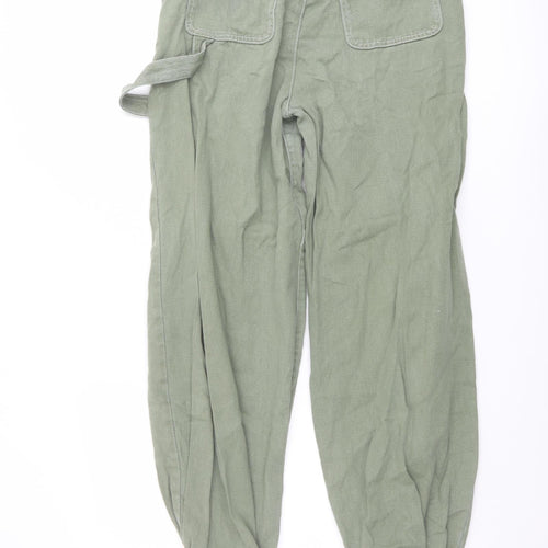 PRETTYLITTLETHING Womens Green Cotton Tapered Jeans Size 8 L32 in Regular Button