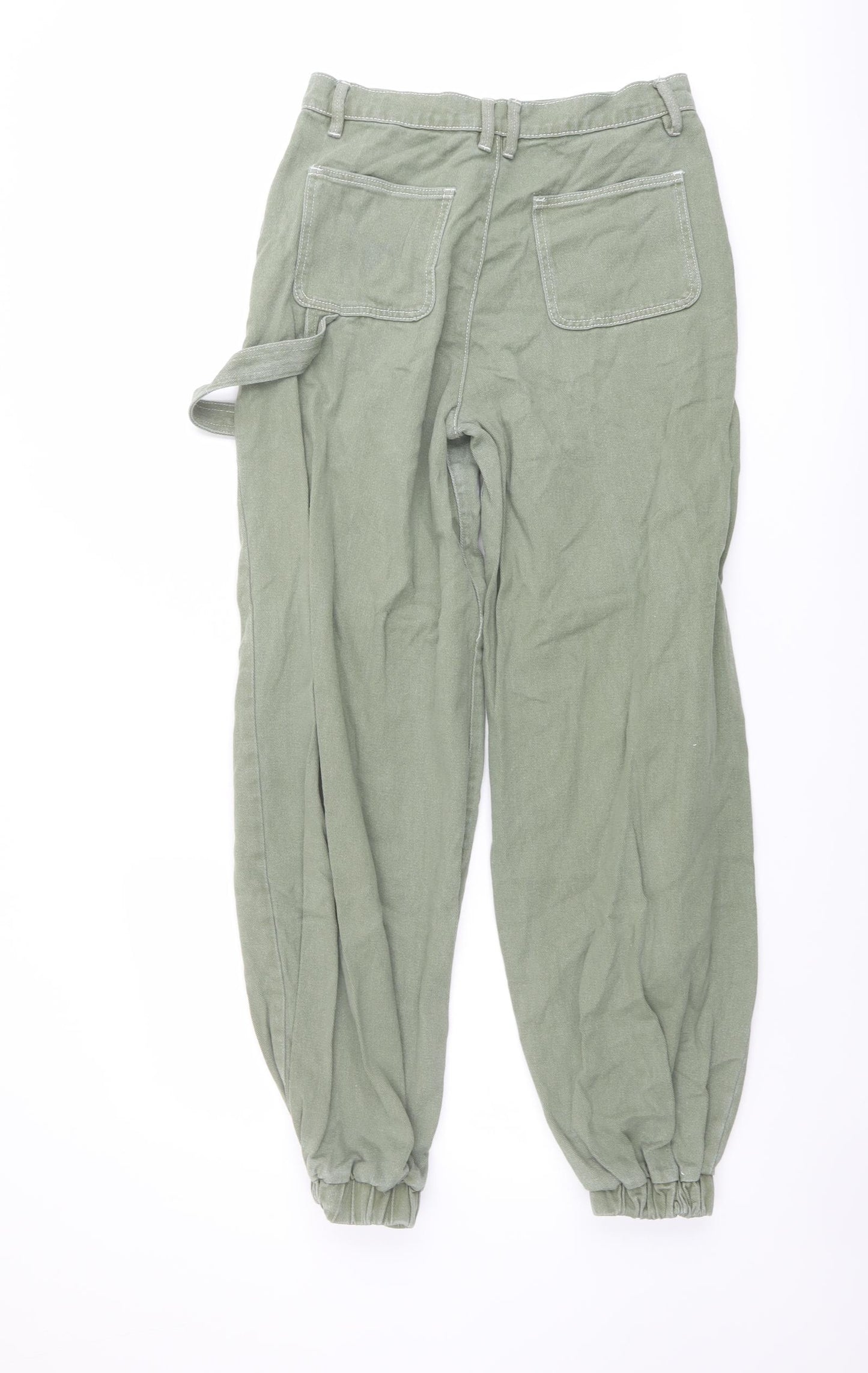 PRETTYLITTLETHING Womens Green Cotton Tapered Jeans Size 8 L32 in Regular Button