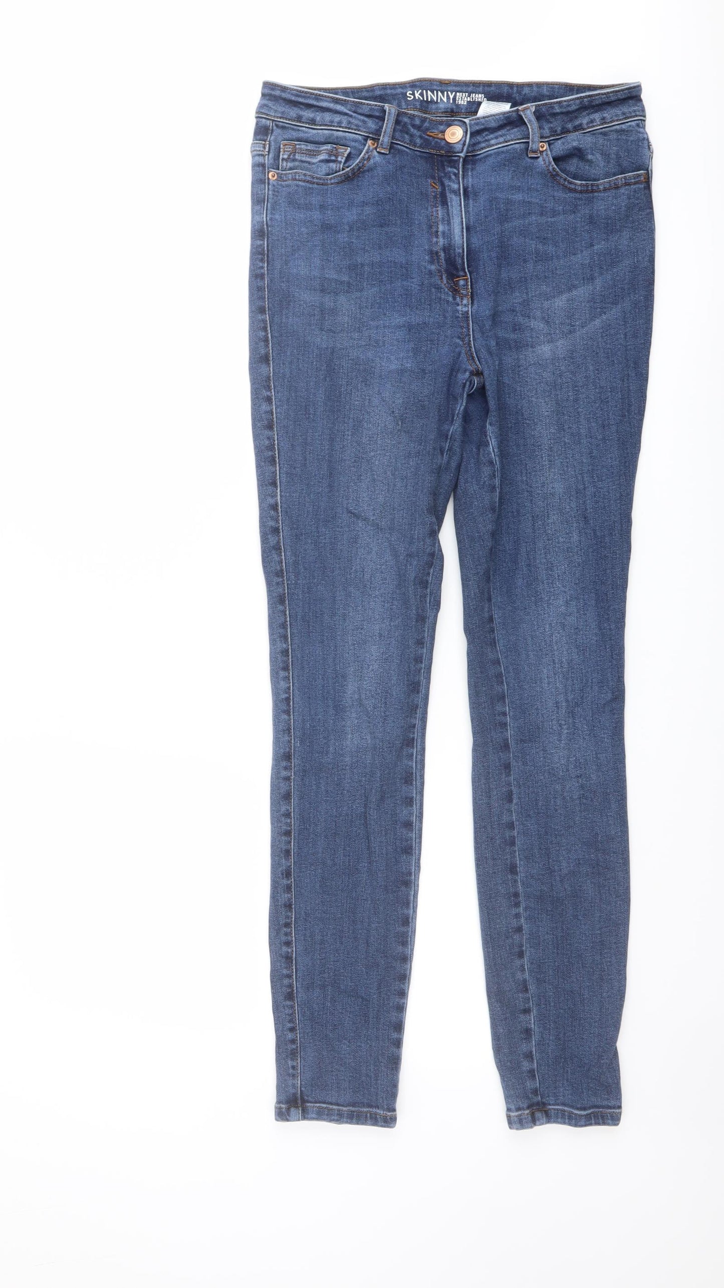 NEXT Womens Blue Cotton Skinny Jeans Size 10 L27 in Regular Button