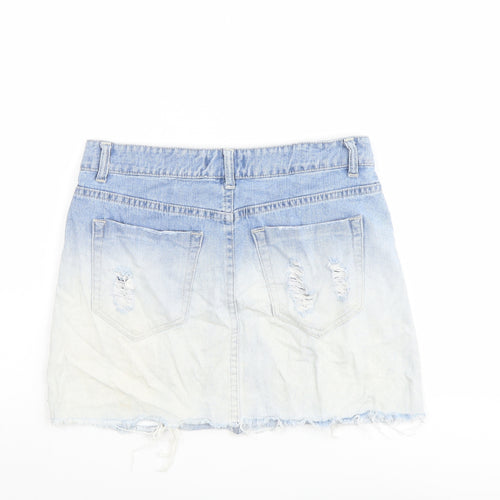 FOREVER 21 Womens Blue Cotton Mini Skirt Size 28 in Button - Distressed look