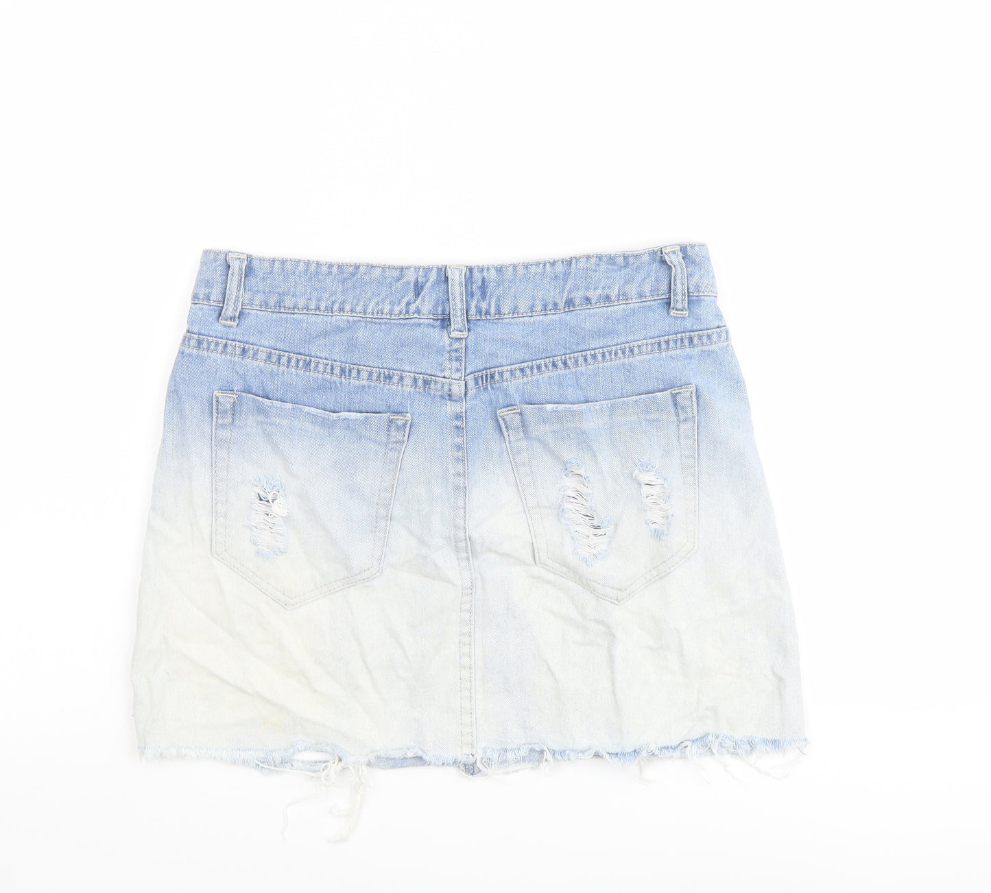 FOREVER 21 Womens Blue Cotton Mini Skirt Size 28 in Button - Distressed look