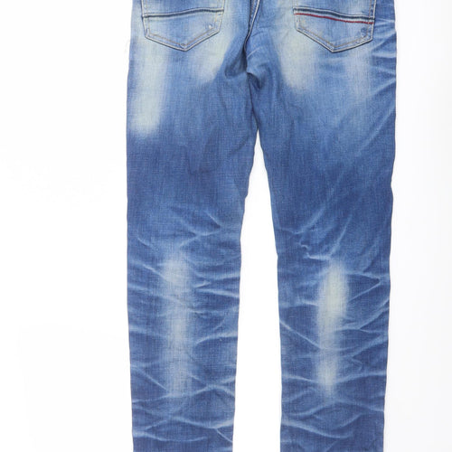 Pull&Bear Mens Blue Cotton Straight Jeans Size 30 in L31 in Regular Button
