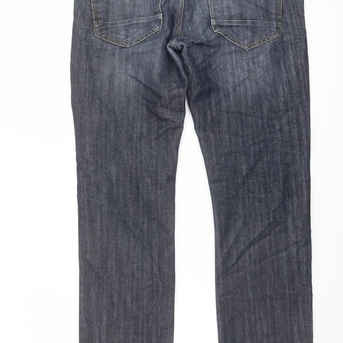 Denim & Co. Mens Blue Cotton Straight Jeans Size 32 in L30 in Regular Button