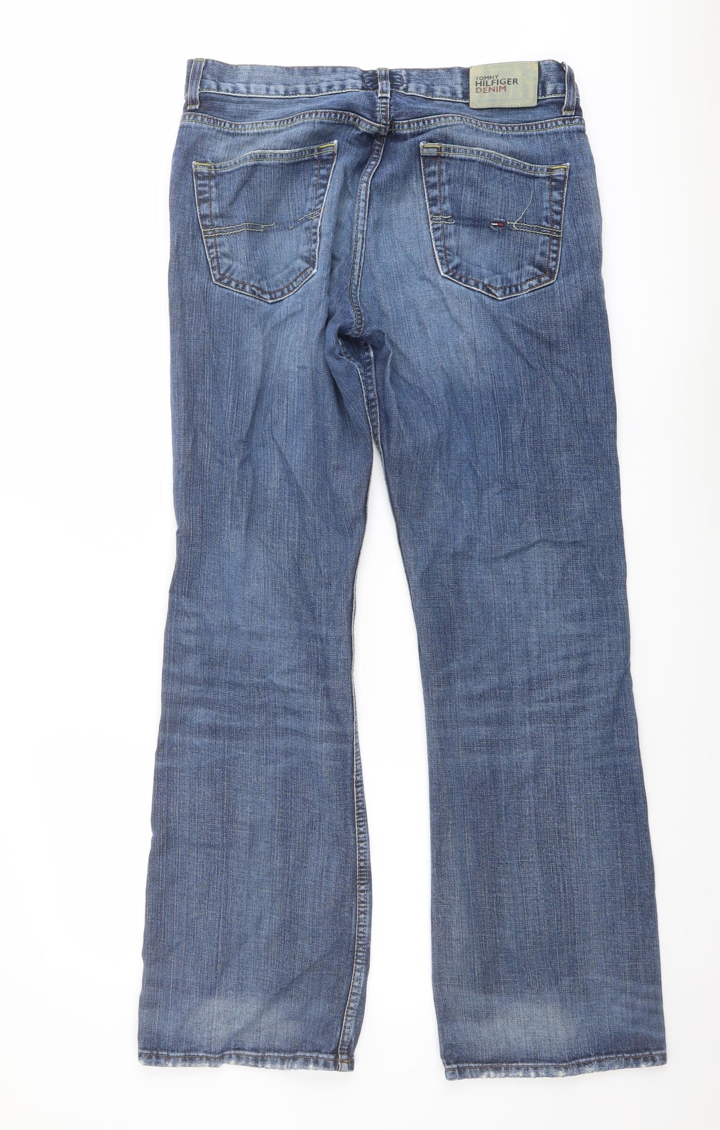 Tommy Hilfiger Mens Blue Cotton Straight Jeans Size 32 in L34 in Regular Button