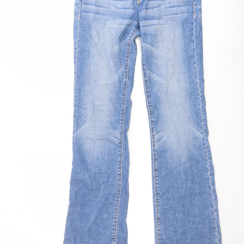 H&M Womens Blue Cotton Flared Jeans Size 27 in L32 in Regular Button
