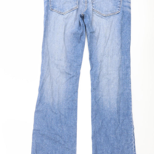 H&M Womens Blue Cotton Flared Jeans Size 27 in L32 in Regular Button