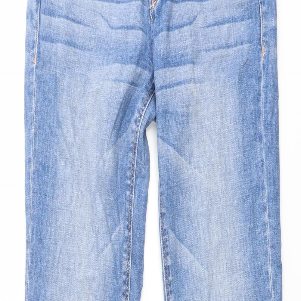 H&M Womens Blue Cotton Flared Jeans Size 27 in L32 in Regular Button