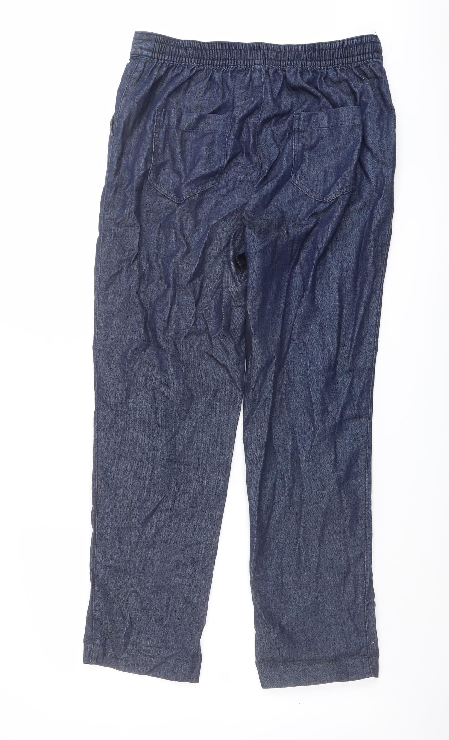 Marks and Spencer Womens Blue Cotton Trousers Size 12 L28 in Regular