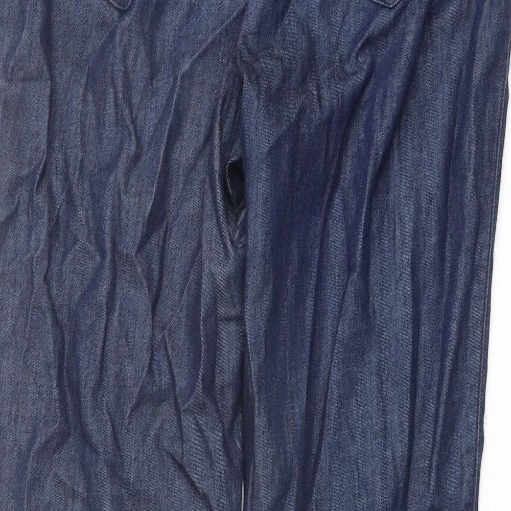 Marks and Spencer Womens Blue Cotton Trousers Size 12 L28 in Regular
