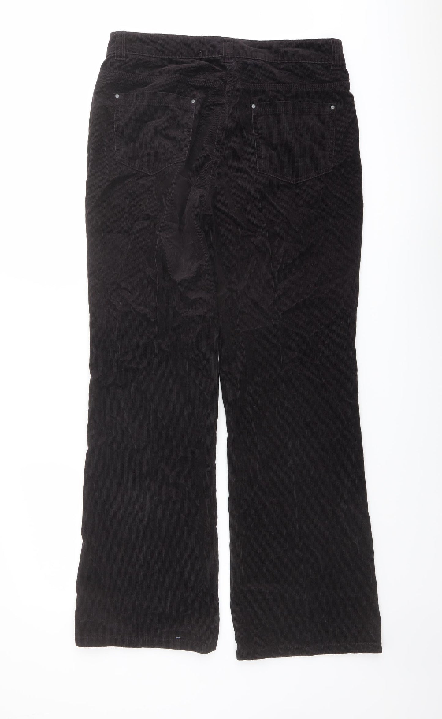 Marks and Spencer Womens Brown Cotton Trousers Size 12 L30 in Regular Button