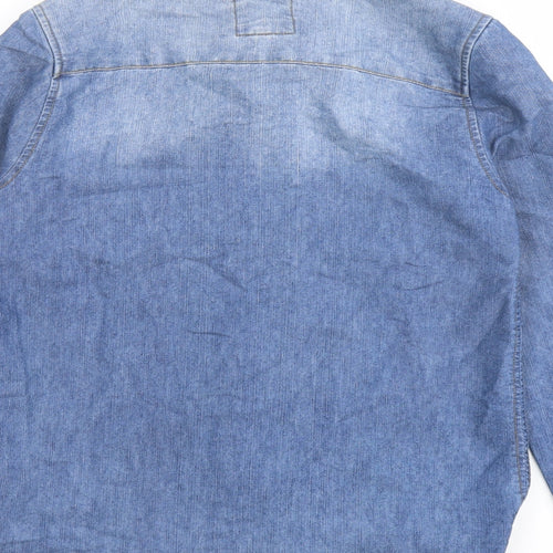New Look Womens Blue Cotton Basic Button-Up Size 10 Collared