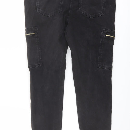 Et Vous Womens Black Cotton Tapered Jeans Size 14 L27 in Regular Button - Cargo
