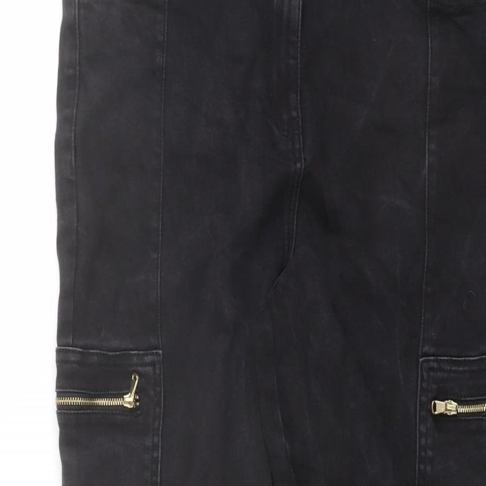 Et Vous Womens Black Cotton Tapered Jeans Size 14 L27 in Regular Button - Cargo