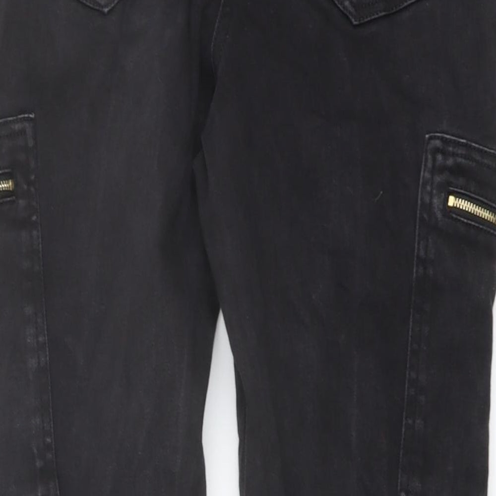 Et Vous Womens Black Cotton Tapered Jeans Size 14 L27 in Regular Button - Cargo