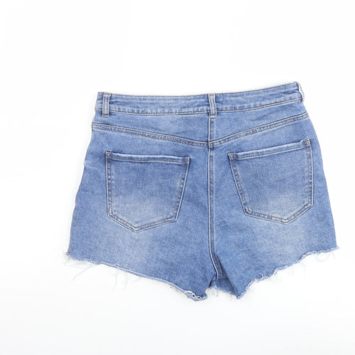 NEXT Womens Blue Cotton Cut-Off Shorts Size 12 L4 in Regular Button