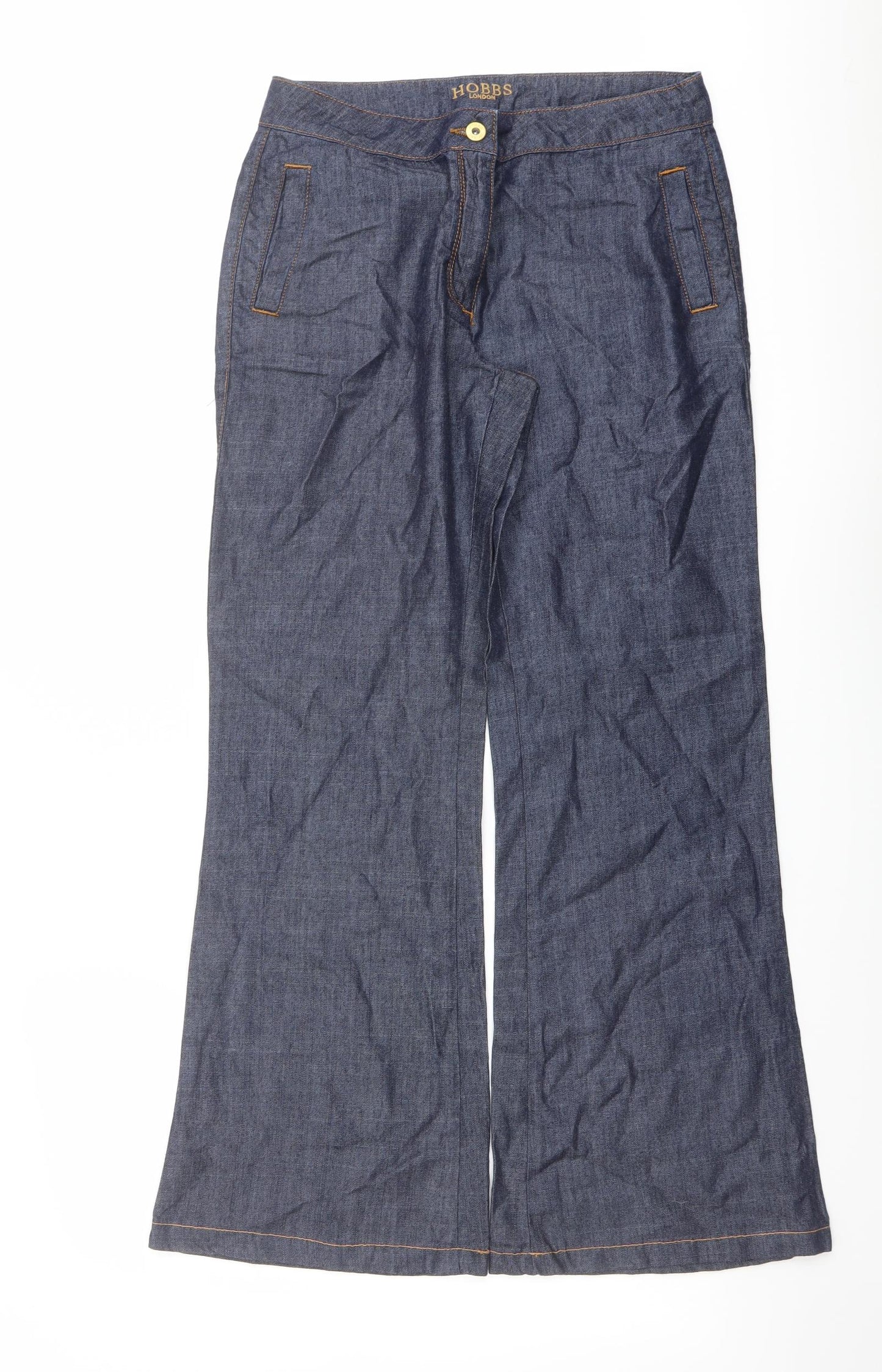 Hobbs Womens Blue Cotton Flared Jeans Size 10 L29 in Regular Button