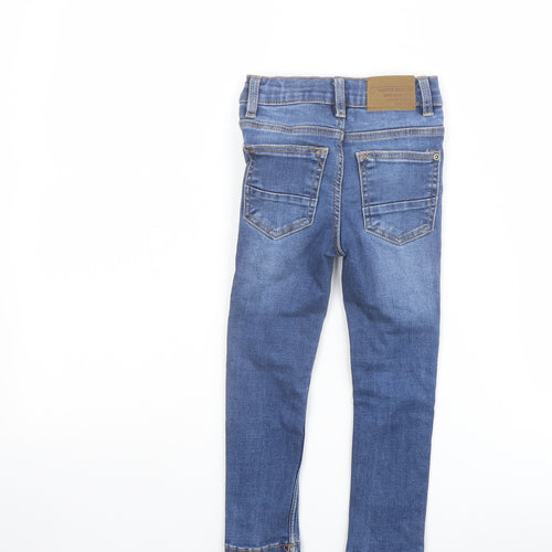 Vertbaudet Boys Blue Cotton Skinny Jeans Size 4 Years Regular Snap