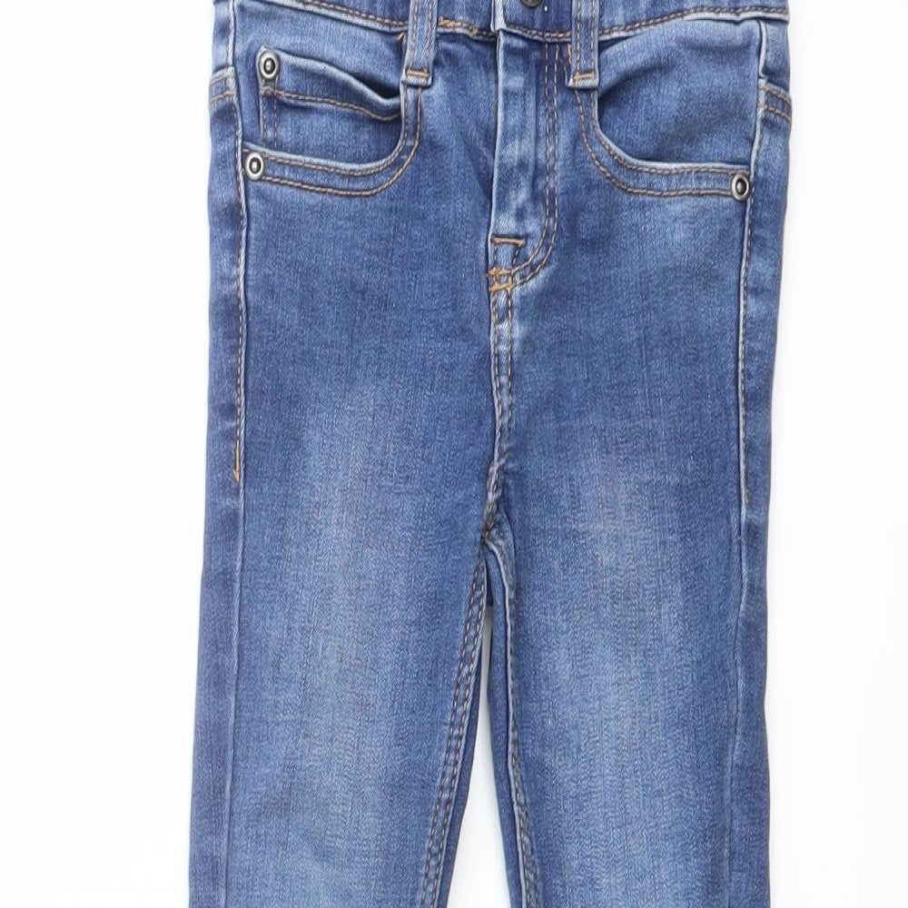 Vertbaudet Boys Blue Cotton Skinny Jeans Size 4 Years Regular Snap