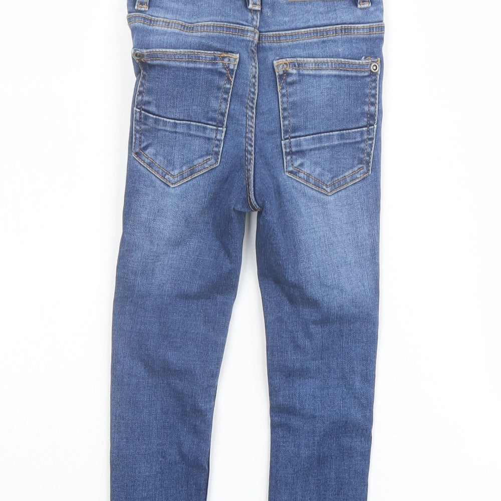 Vertbaudet Boys Blue Cotton Skinny Jeans Size 4 Years Regular Snap