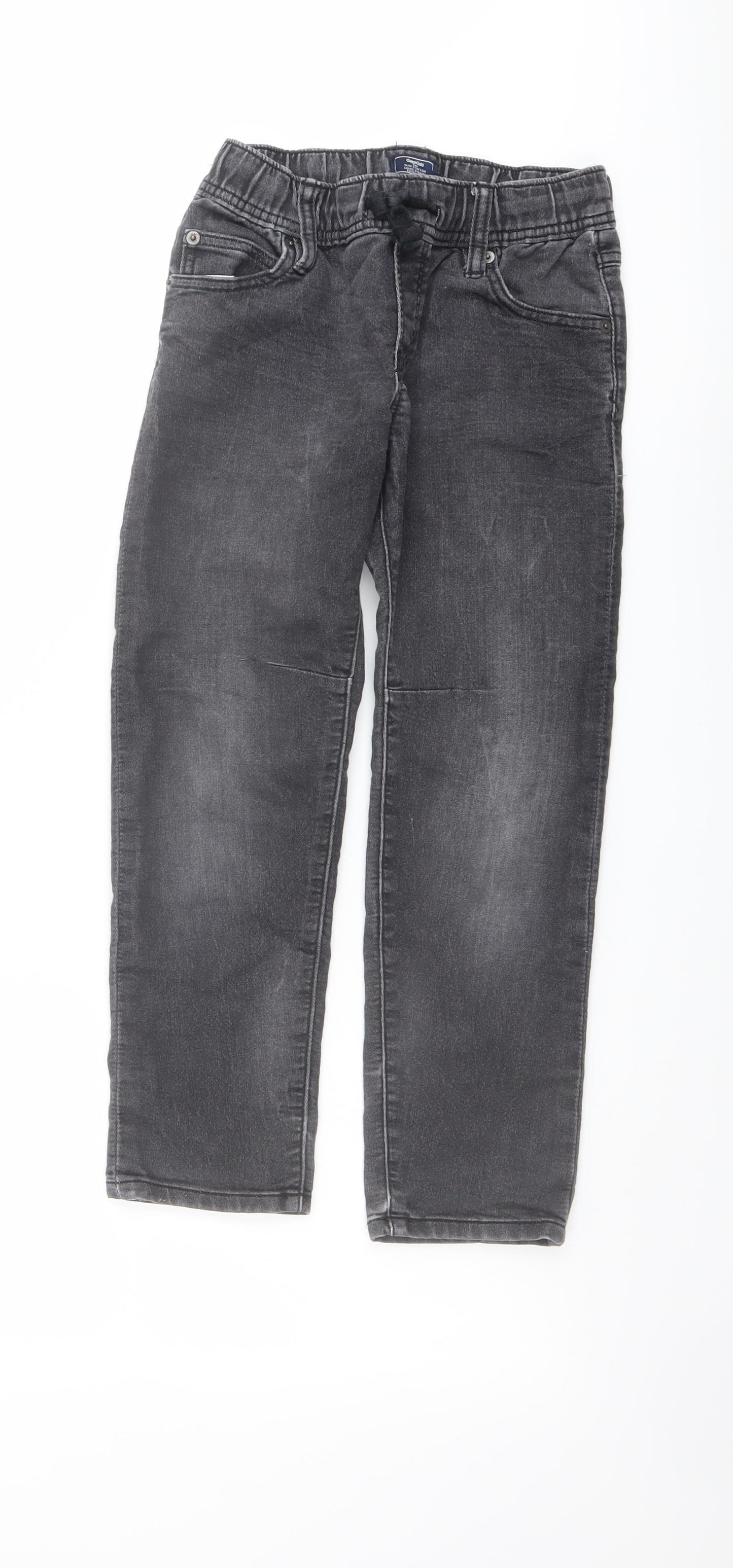 Gap Boys Grey Cotton Straight Jeans Size 6-7 Years Regular Drawstring