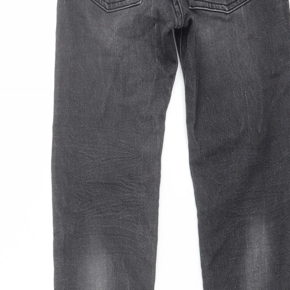 Gap Boys Grey Cotton Straight Jeans Size 6-7 Years Regular Drawstring