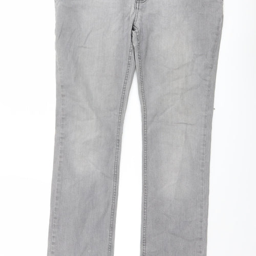 House Of Denim Womens Grey Cotton Straight Jeans Size 16 L29 in Regular Button