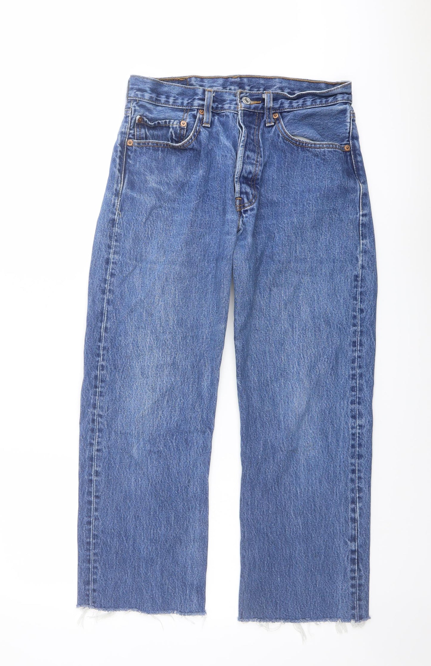 Levi's Mens Blue Cotton Straight Jeans Size 31 in L26 in Regular Button