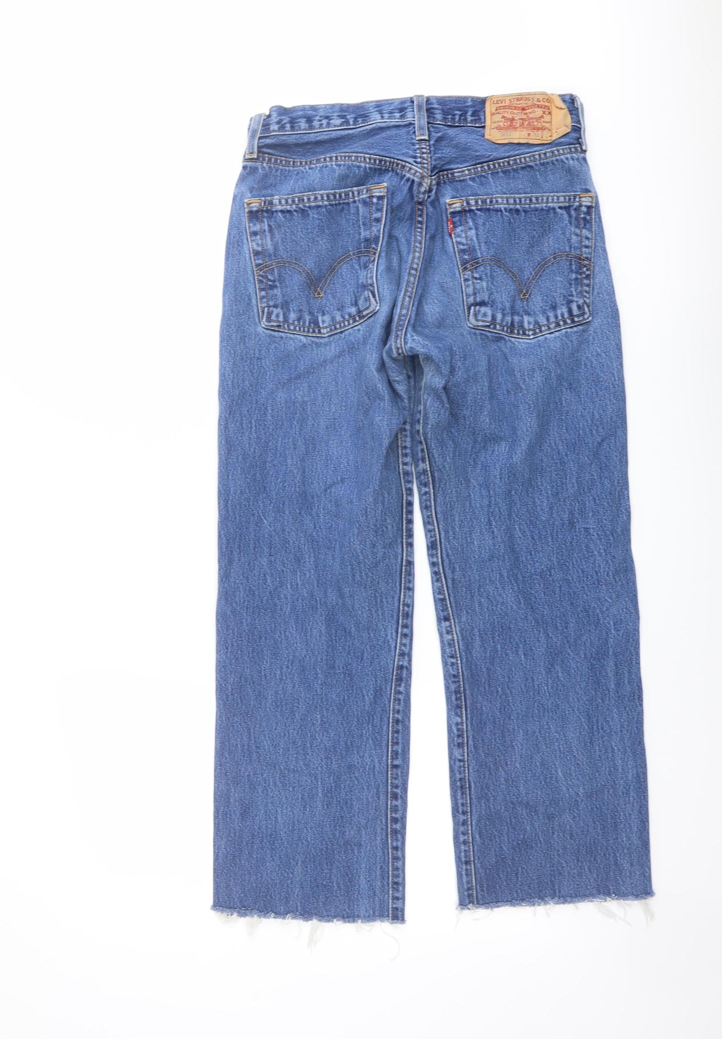 Levi's Mens Blue Cotton Straight Jeans Size 31 in L26 in Regular Button