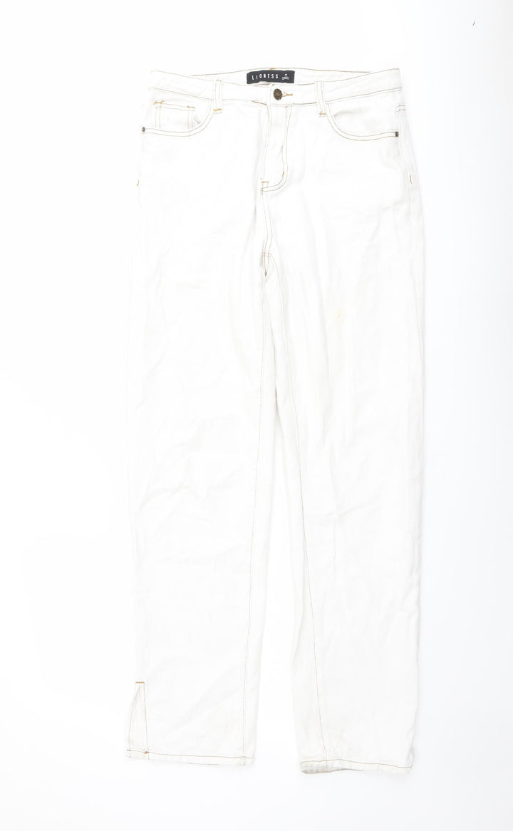 Lioness Womens Ivory Cotton Straight Jeans Size M L30 in Regular Button