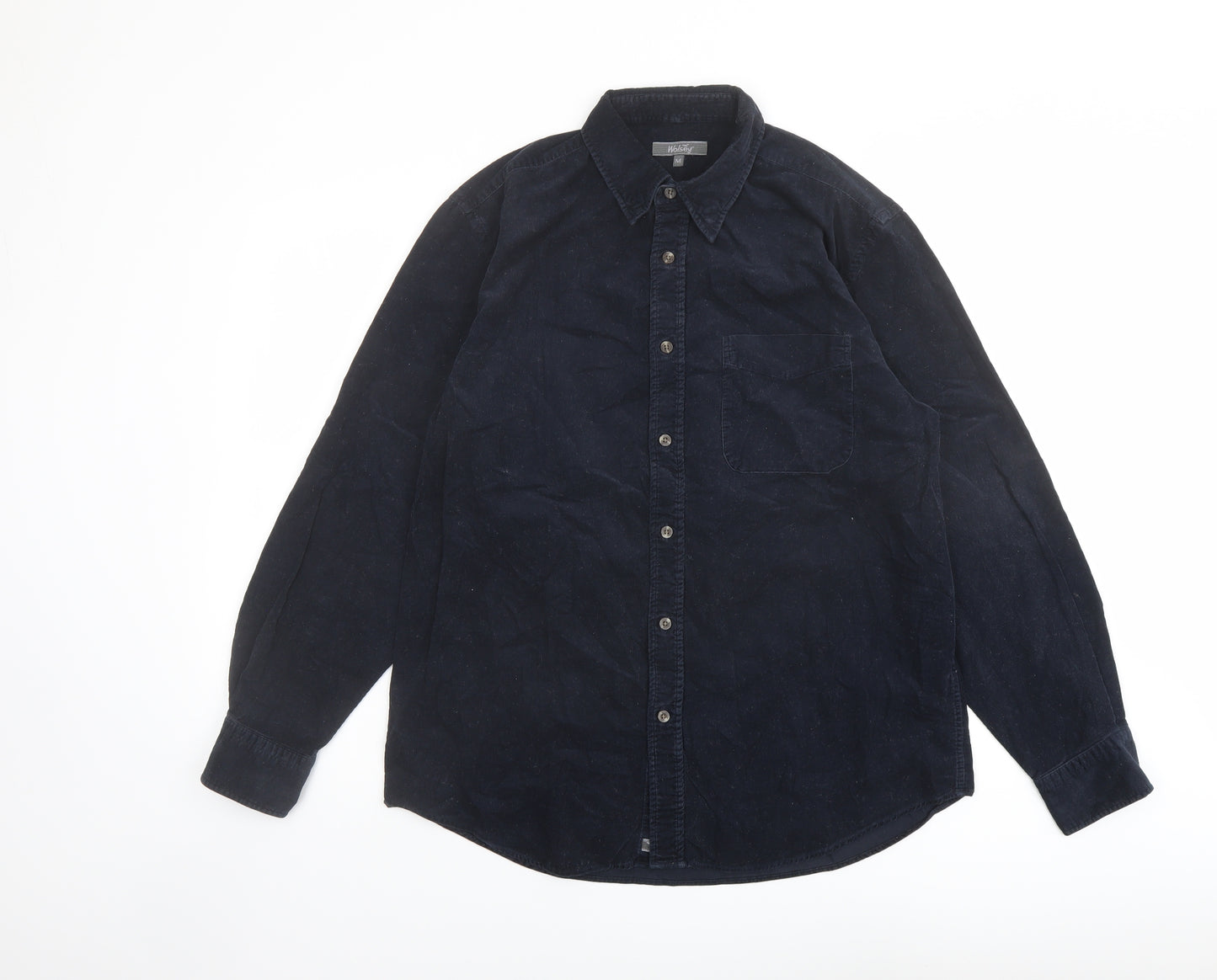 Wolsey Mens Blue Cotton Button-Up Size M Collared Button