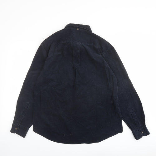 Wolsey Mens Blue Cotton Button-Up Size M Collared Button
